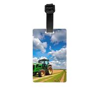 Tractor Under Blue Sky and White Clouds Print Luggage Tag Suitcases Identification Labels Set Travel Bag Backpack Suitcase Tags