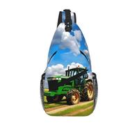 Tractor Under Blue Sky And White Clouds Sling Chest Bag For Men And Women Small Shoulder Bag Waterproof Mini Crossbody Daypack For Hiking