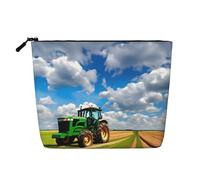 Tractor Under Blue Sky and White Clouds Versatile Travel Makeup Bag Travel Pouch with Zipper Accessories Organizer