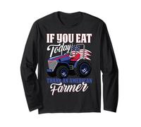Tractor USA Flag Design Patriotic Farmer Long Sleeve T-Shirt
