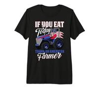 Tractor USA Flag Design Patriotic Farmer Premium T-Shirt