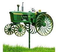 Tractor Wind Spinner, Metal Garden Sculpture, 24 Inch Decorative Stake with Reinforced Build, High Stability Windmill, Landscape Accessory with Farmhouse Style Tool for Front Yard Lawn