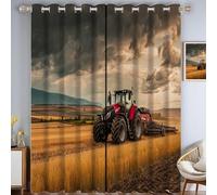 Tractor Window Drapes, Gold Field Room Darkening Thermal Insulated Blackout Grommets Curtains, for Living, Dining, Bedroom, W 66.1" x L 90.2", 2 Panels, Golden Yellow