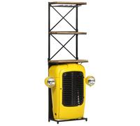 Tractor Wine Cabinet Yellow Mango Solid Wood 49 x 31 x 172 cm with 9 Bottle Holders and 2 Shelves, Wood Metal Combination for Kitchen Cellar Bar Stylish Storage and Storage