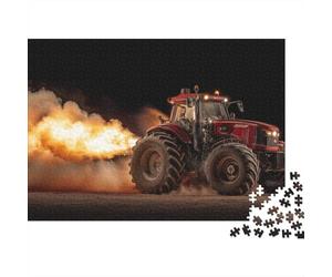Tractor with Flames Jigsaw Puzzles Puzzles for Adults Kids. 1000 Piece Impossible Challenge Toy Educational Game Home Decoration for Adults& Kids Age 14 Years Up 38x26cm/1000pcs