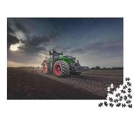 Tractor Working Field 1000 Piece Jigsaw Puzzles Green Tractor Stormy Field Adults Aged 12 And Above Educational Games Home Decoration Difficult Challenging Birthday 52x38cm Gif