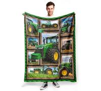 Tractors Farm Blanket for Men Boys, Farmer Gifts for Men, Tractors Truck Gifts, Christmas Thanksgiving Birthday Gifts for Farmer, Soft Warm Green Tractors Blanket 50"x60"