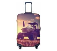 Tractors in The Wheat Field Printed High Elasticity Suitcase Protective Cover, Universal Scratch Resistant Travel Suitcase Cover for Men and Women, Medium