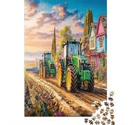 Tractors on Dirt Road 1000 Piece Rural Farm Landscape Styles Sturdy Cardboard Classic Jigsaw Puzzle for Adults Kids Impossible Challenging Game Decompression Wall Decor 70x50cm/1000pcs