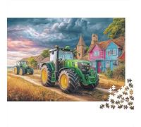 Tractors on Rural Road 1000 Piece Puzzles Beautiful View Painted Village Scene Home Decoration Educational Game Gifts Puzzles for Adults Jigsaw Puzzles for Adults 70x50cm/1000pcs