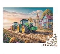 Tractors Plowing Field 1000 Piece Thick Sturdy Pieces Rural Farm Landscape Style Group Jigsaw Puzzle Interlocking Tightly Secret Santa Gift Museum-quality Print 52x38cm/1000pcs