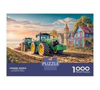 Tractors Plowing Field Recycled Cardboard 1000-Piece Rural Farm Landscape Style Jigsaw Puzzle for Hobbyists Classic Educational Games Decoration 70x50cm/1000pcs