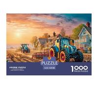 Tractors Plowing FieldMassive 1000-Piece Jigsaw Puzzles for Adults Rural Sunset Landscape A Vast Expanse of 1000 Impossible-Hard-Difficult Challenging Puzzle Game Pieces - A Gift of Unparalleled Depth