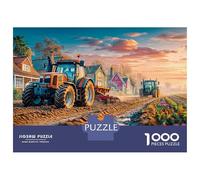 Tractors Plowing Fields Jigsaws 1000 Pieces for Adults on Thick Blue Board Jigsaws for Adults Rural Sunset Farm Scene As A Fun And Challenging Family Game for Collectible Art 52x38cm/1000pcs