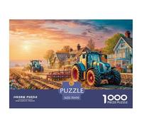 Tractors Plowing FieldTitanic Jigsaw Puzzles for Adults Rural Sunset Landscape Tackle The 1000-Piece (Advanced) Gauntlet of Impossible, Hard, And Difficult Challenging Puzzle Games - The Defining Gift