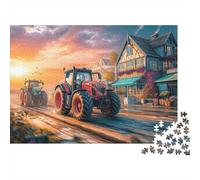 Tractors Racing 1000 Rural Sunset Scene Pieces Puzzle Extra Thick Cardboard Break Seniors Difficult Puzzle Lovers Idea Anniversary after School Activity 70x50cm/1000pcs