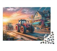 Tractors Racing 1000pc Jigsaw Puzzle Impossible Hard Rural Sunset Scene Secret Santa Gift For Home Activity Logic Skill Puzzle Sturdy Paper 70x50cm/1000pcs