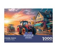 Tractors Racing Durable Paper Rural Sunset Scene Fun Brain Challenge, Suitable for Adults Seeking Relaxing And Rewarding Hobbies 38x26cm/1000pcs