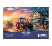 Tractors Racing Jigsaw Puzzles 1000 Piece Fit Adults Or Families Together Rural Sunset Scene Challenging Puzzles for The Whole for Women Home Decoration 100% Recvcled Cardboard 70x50cm/1000pcs