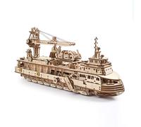 TRACYE Research Vessel 3D Wooden Puzzle,Ship Model Kits for Adults to Build,Self Propelled Maritime Explorer with Working Crane,Gifts for Fathers Day
