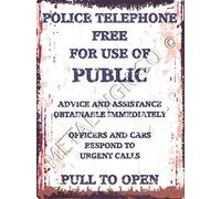 TRACY'S SIGNS small POLICE TELEPHONE CALL BOX METAL SIGN RETRO VINTAGE STYLE coffee shop kitchen bar pub wall art office games room home tardis dr