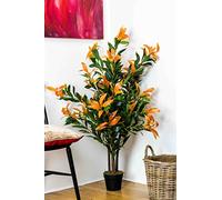 Tradala 3’11" Lush Artificial Tree Ficus 120cm / 3ft 11" Tall with Real Wood Trunk - For Home Living Room Indoors