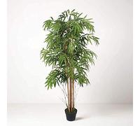 Tradala 4'11" Lush Artificial Tree Large Bamboo 150cm / 4ft 11" Tall with Real Wood Trunk - For Home Living Room Indoors
