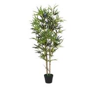 Tradala Trees Artificial Bamboo Tree Plant in Pot with Real Wood Trunk in Dark Green | Size: 4ft Tradala Trees Dark Green 4ft