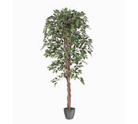 Tradala 5’ Lush Artificial Tree in Plant Pot - Ficus 150cm / 5ft Tall with Real Wood Trunk - For Home Living Room Indoors