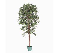 Tradala 5’ Lush Artificial Tree in Plant Pot - Ficus 150cm / 5ft Tall with Real Wood Trunk - For Home Living Room Indoors