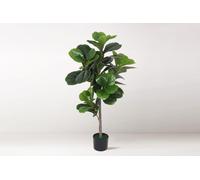 Tradala Trees Lush Artificial Fiddle Fig Tree with Real Wood Trunk in Dark Green | Size: 4ft Tradala Trees Dark Green 4ft