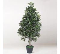 Tradala Trees Lush Artificial Pyramid Bay Tree with Real Wood Trunk in Dark Green | Size: 4ft Tradala Trees Dark Green 4ft