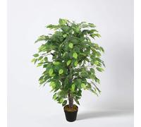 Tradala Trees Lush Artificial Red Leaf Ficus Tree with Real Wood Trunk in Dark Green | Size: 3ft Tradala Trees Dark Green 3ft