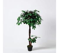 Tradala Trees Lush Artificial Tree Ficus with Real Wood Trunk in Dark Green | Size: 4ft Tradala Trees Dark Green 4ft