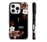 TRADAY Christian Phone Case Compatible with iPhone 16 Pro Max Vintage Floral Bible Verse Psalms 46:5 Shockproof Protective Hybrid 2-Layer Hard Shell Cover for Women | Religious Faith Gift - Black