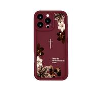 TRADAY Christian Phone Case Compatible with iPhone 16 Pro,Vintage Floral Bible Verse Psalms 46:5 Cases Shockproof Soft TPU Protective Cases Cover for Women Girls | Religious Faith Gift - Red