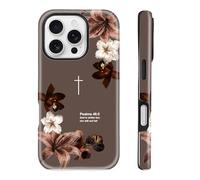 TRADAY Christian Phone Case Compatible with iPhone 17 Pro Max Vintage Floral Bible Verse Psalms 46:5 Shockproof Protective Hybrid 2-Layer Hard Shell Cover for Women | Religious Faith Gift - Brown