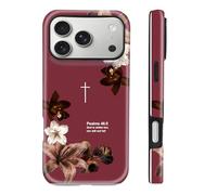 TRADAY Christian Phone Case Compatible with iPhone 17 Pro Vintage Floral Bible Verse Psalms 46:5 Shockproof Protective Hybrid 2-Layer Hard Shell Cover for Women | Religious Faith Gift - Red