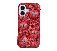 TRADAY Gothic Horror Phone Case - Creepy 3D Eyes Blood Teeth Compatible with iPhone 17 - Scary Halloween Case - Red