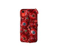 TRADAY Gothic Horror Phone Case - Creepy 3D Eyes Blood Teeth for iPhone XR - Scary Halloween Case - Red
