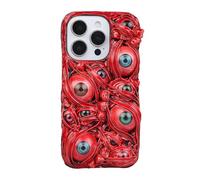 TRADAY Horror Phone Case Compatible with iPhone 16 Pro Scary Creepy 3D Eyes Blood Teeth Gothic Halloween Phone Cases Red