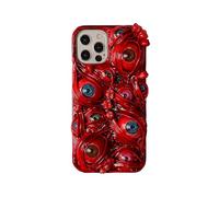 TRADAY Scary Horror Phone Case Compatible with iPhone 12 Pro Gothic Creepy 3D Eyes Blood Teeth Halloween Case Red
