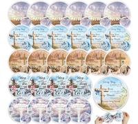 Tradder 50 Pcs Christian Religious Church Fans Folding Hand Fans Wedding Fans for Guests Decorative Foldable Collapsible Hand Fan for Women Outdoor Church Services Summer Christian Gifts (Stylish)