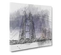 Trade Centre in Manama Bahrain Canvas Print | Gallery Wrapped 30mm Frame Wall Art | 14x14 inches | Ready to Hang | Modern Picture | Living Room Bedroom Lounge Office