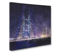 Trade Centre in Manama Bahrain Canvas Print | Gallery Wrapped 30mm Frame Wall Art | 14x14 inches | Ready to Hang | Modern Picture | Living Room Bedroom Lounge Office