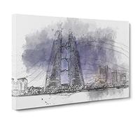 Trade Centre In Manama Bahrain Canvas Print | Gallery Wrapped 30mm Frame Wall Art | 20x14 inches | Ready to Hang | Abstract Picture | Living Room Bedroom Lounge Office
