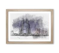 Trade Centre in Manama Bahrain in Abstract Framed Print | A2 Oak Framed Wall Art | Ready to Hang | Abstract Fantasy Picture | Living Room Bedroom Lounge Office