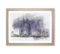 Trade Centre In Manama Bahrain In Abstract Modern Art Framed Print | A3 Oak Framed Wall Art | Ready to Hang | Abstract Fantasy Picture | Living Room Bedroom Lounge Office