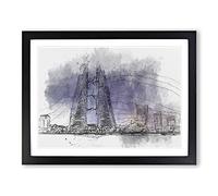 Trade Centre In Manama Bahrain In Abstract Modern Art Framed Print | A4 Black Framed Wall Art | Ready to Hang | Abstract Fantasy Picture | Living Room Bedroom Lounge Office