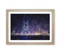 Trade Centre in Manama Bahrain Painting Framed Print | A2 Oak Framed Wall Art | Ready to Hang | Modern Historical Picture | Living Room Bedroom Lounge Office